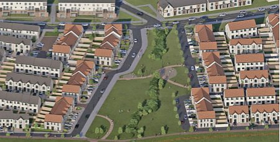 Lahardane LRD - aerial view of the proposed development and surrounding lands